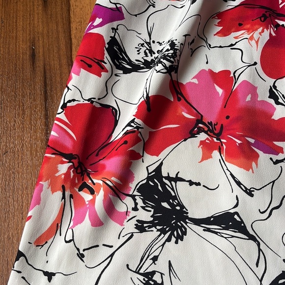 WATERCOLOR flower midi career dress - office, red, black, white, spring, easter - Picture 2 of 5